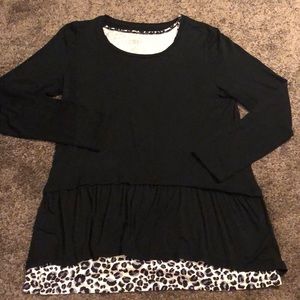 LOGO black and leopard peplum twinset
